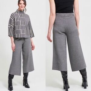 Joseph Ribkoff Herringbone Wide Leg Culottes, Black/White Herringbone, Size S